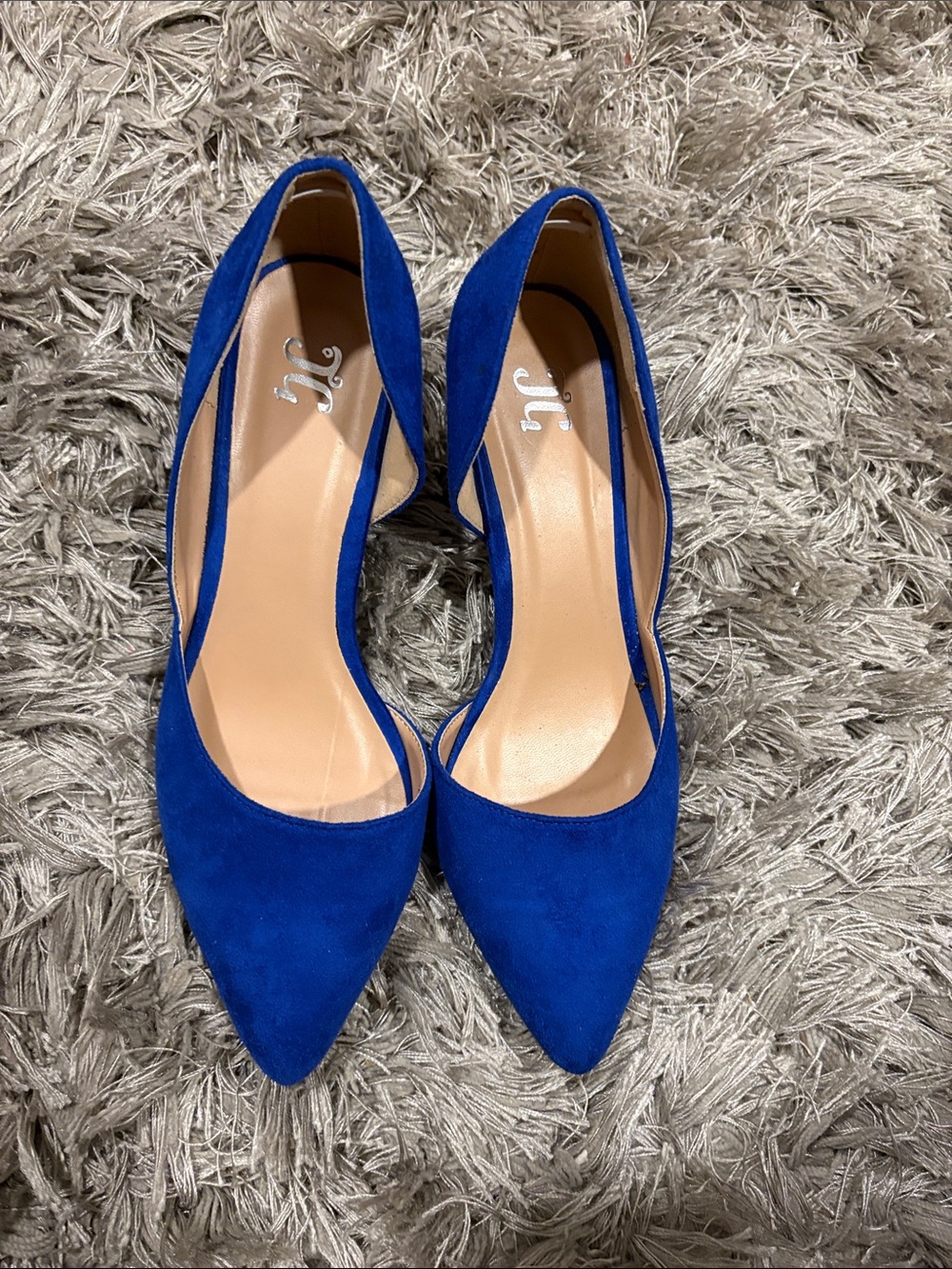 Women's Royal Blue Suede D'Orsay Low Wedges - Picture 4 of 4
